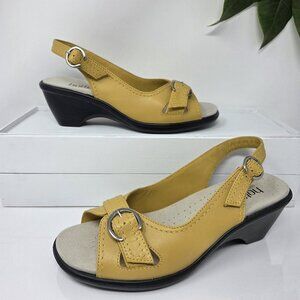 Hotter Kiwi Womens 7 Slingback Sandals Yellow Leather Adjustable Straps Casual